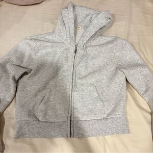 Brandy Melville Light Gray Zip-Up Hoodie